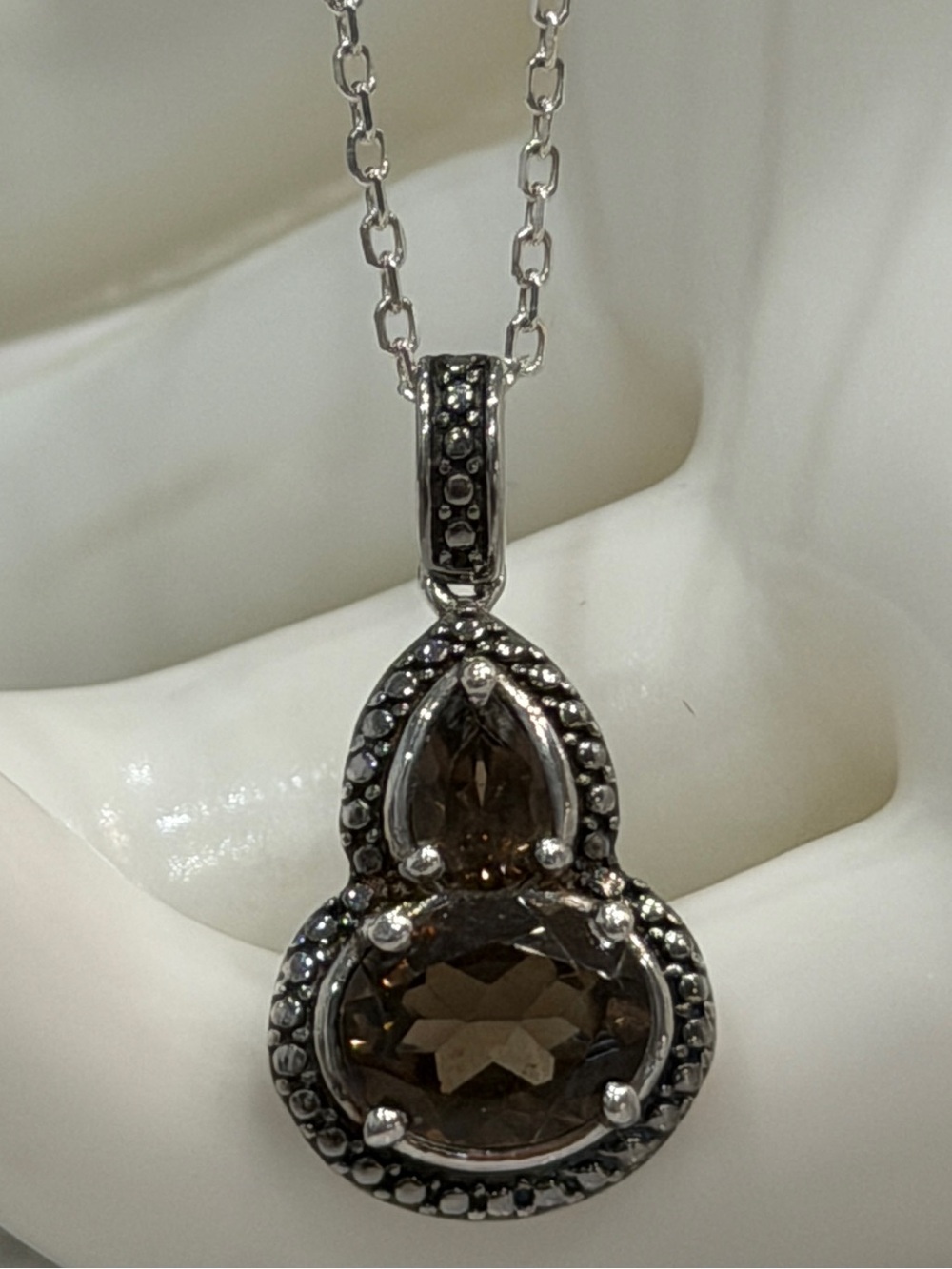 Brazilian Smoky Quartz Sterling Silver Pendant Necklace